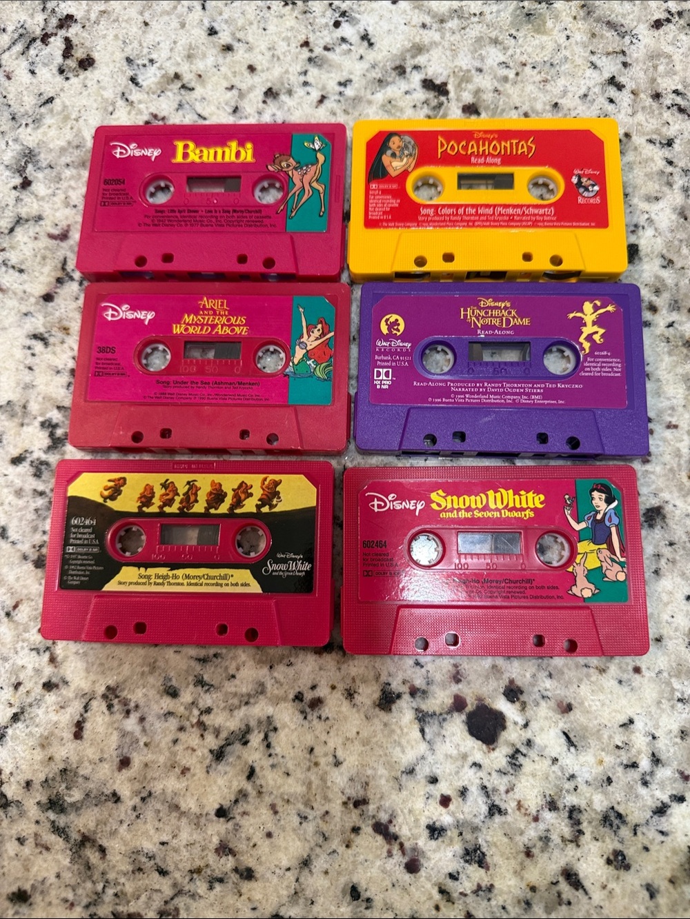 Disney Red, Yellow, Purple Kids Music Cassette Lot